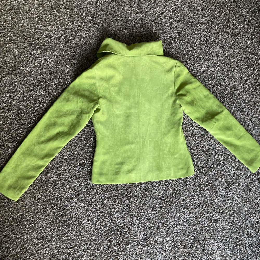 Gee Gee Sport Lime Green Faux Suede Blazer Jacket Womenโs Size S/P - Picture 8 of 13